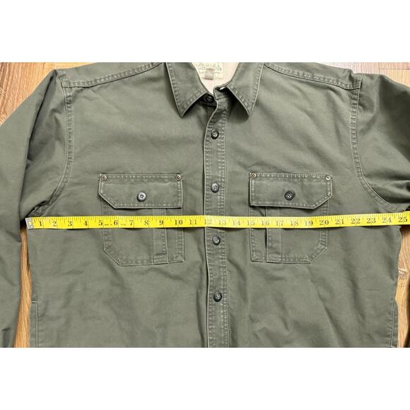 Cabela's Mens Sherpa Fleece Lined Canvas Shacket Large Olive Green Jacket EUC - Picture 3 of 14
